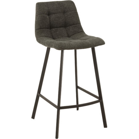 Chaise de bar en métal noir et textile gris 47x43x95 cm (1/5)
