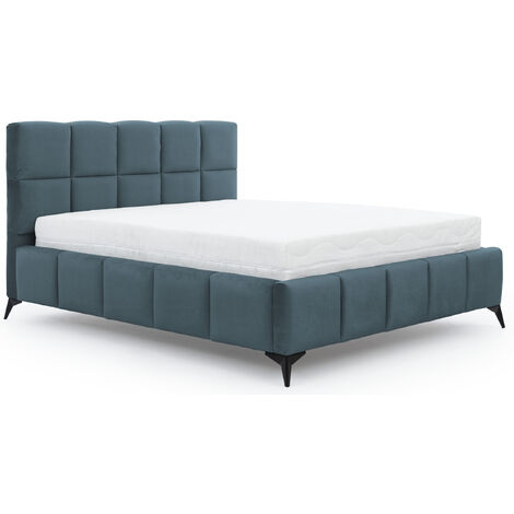 Lit coffre moderne 160x200 cm capitonné velours vert Mister (1/4)
