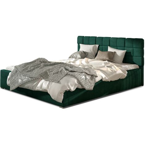 Lit avec coffre de rangement 180x200 capitonné velours vert Kandy (1/5)