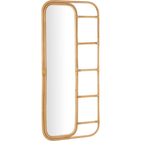Miroir avec échelle en rotin naturel KAELA (1/4)