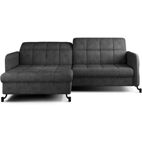 Canapé d'angle convertible tissu avec coffre de rangement LORI-Gris anthracite-angle gauche (1/5)