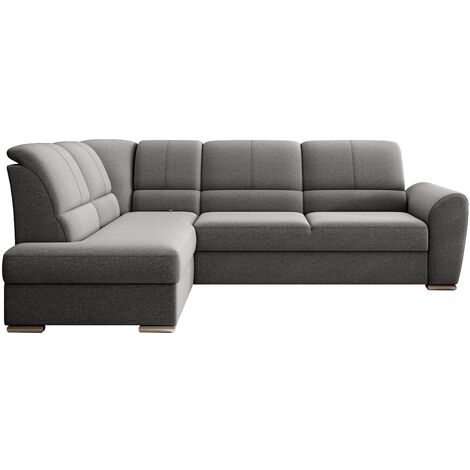 Canapé angle gauche convertible tissu gris foncé et pieds acier chromé Zabor 270cm (1/5)