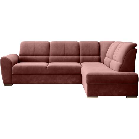 Canapé angle droit convertible tissu rouille et pieds acier chromé Zabor 270cm (1/5)