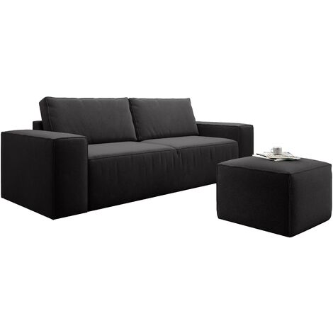 Canapé convertible WILACE en velours – 260cm-Noir (1/5)