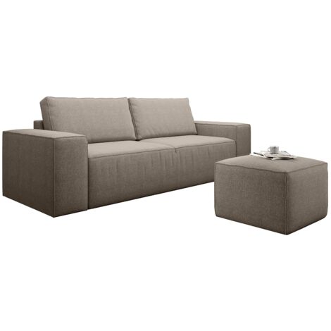 Grand canapé convertible en tissu WILACE - Confort moderne et élégant-Marron clair (1/5)