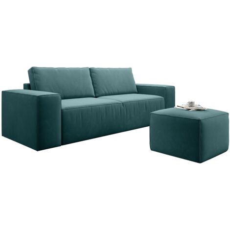 Canapé convertible WILACE en velours – 260cm-Vert forêt (1/5)