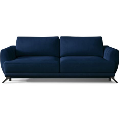 Canapé convertible en velours MAGY – Confort premium et pieds métal noir-Bleu nuit (1/5)
