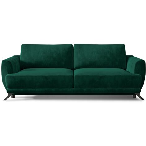 Canapé convertible en velours MAGY – Confort premium et pieds métal noir-Vert foncé (1/5)