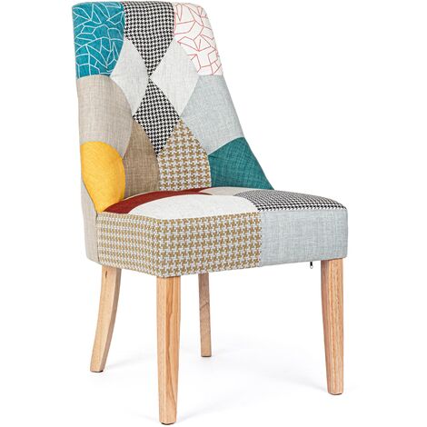 Chaise en bois de pin imprimé multicolore Galatea - Lot de 2 (1/5)