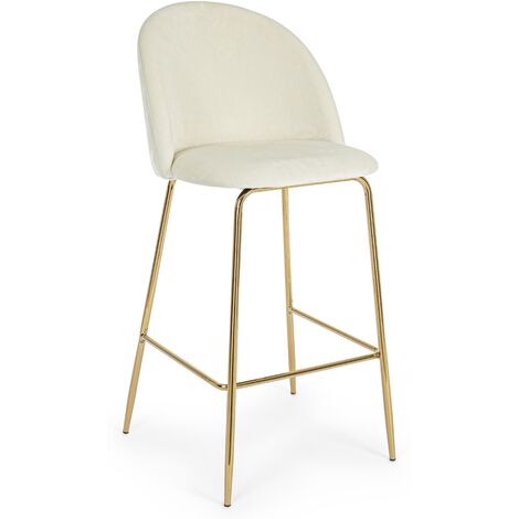 Tabouret de bar en velours et pieds en acier Cam - Lot de 2 (1/5)