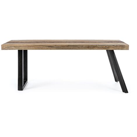 Table à manger industrielle effet bois vieilli et pied épingle noir 200cm -  AUSTRIA