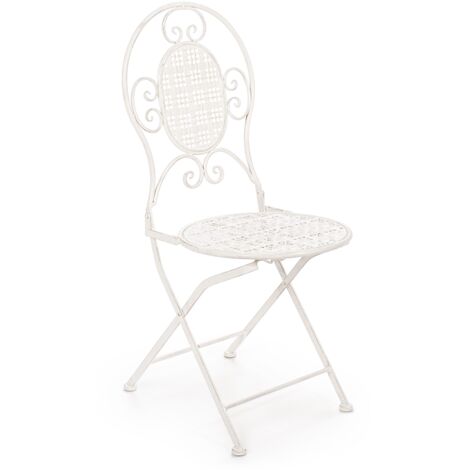 Chaise en fer blanc ivoire sans accoudoirs Emily - Lot de 4 (1/2)