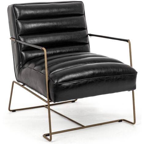 Fauteuil en simili cuir noir et pieds en acier Brina (1/5)