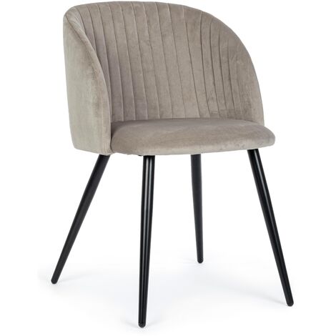 Chaise en acier et en velours taupe Quentin - Lot de 2 (1/5)