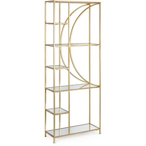 Bibliothèque acier doré 3 niveaux 3 étagères Lebo L 66 cm (1/4)