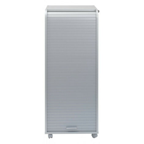 Grand caisson à rideau sur roulettes 3 tiroirs gris Orga 108cm (1/4)