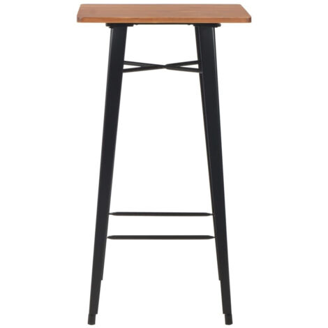 Table de bar carrée bois foncé et acier noir Terez (1/2)