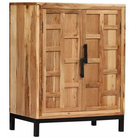 Commode 2 portes acacia massif clair pieds métal Aqua (1/4)