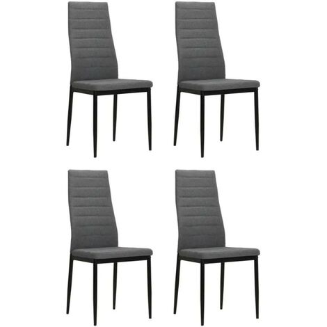 Chaise tissu gris clair et pieds métal noir Karlane - Lot de 4 (1/5)