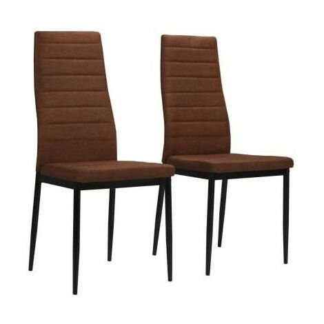 Chaise tissu marron et pieds métal noir Karlane - Lot de 2 (1/5)