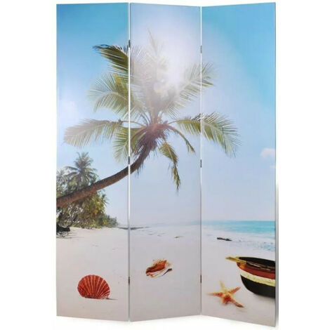 Paravent décoratif imprimé 3 volets bois Sea (1/5)