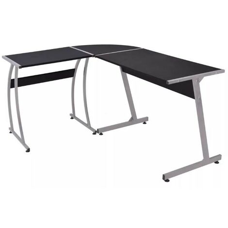 Bureau d'angle bois noir et métal Saryel 152 cm (1/5)