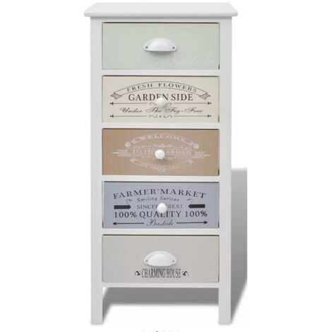 Chiffonnier blanc 5 tiroirs en bois Frenchy - Style authentique et élégant
