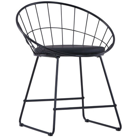 Chaise avec accoudoirs simili cuir et pieds métal noir Shelb - Lot de 2 (1/5)