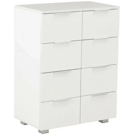 Commode 8 tiroirs bois blanc brillant Bella (1/5)