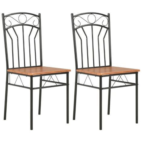 Chaise de salle à manger bois foncé et métal noir Wave - Lot de 2 (1/5)