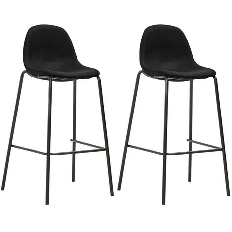 Chaise de bar tissu noir et pieds métal noir Cassie - Lot de 2 (1/5)