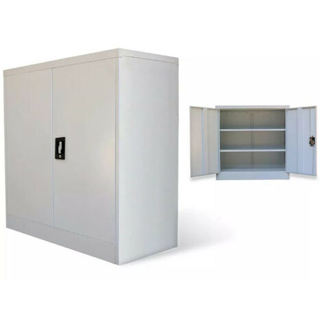 Armoire en métal gris 2 portes Phil 90cm 2 (1/5)
