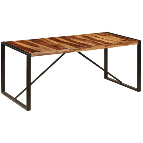 Table à manger bois de Sesham et pieds acier noir Vustick 180 cm (1/5)