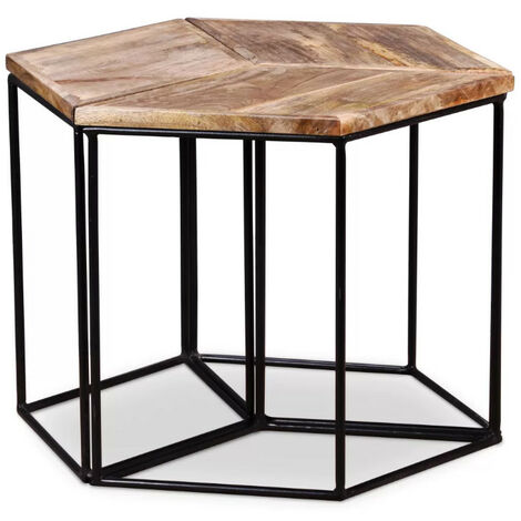 Table basse manguier clair et pieds métal noir Vinck (1/5)