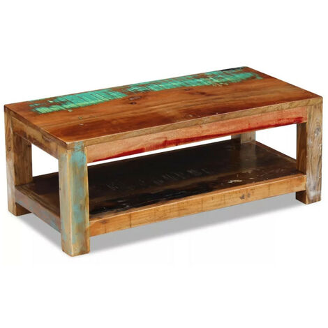 Table basse rectangulaire bois massif recyclé Moust (1/5)