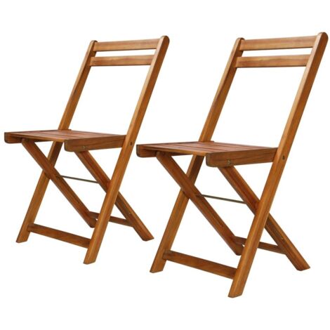 Chaise de jardin pliable acacia massif foncé Sikash - Lot de 2 (1/5)