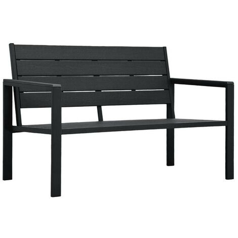 Banc de jardin polyéthylène et métal noir Nesly (1/5)