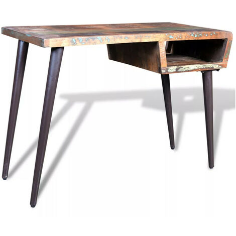 Bureau bois massif recyclé et métal noir Cloust (1/5)