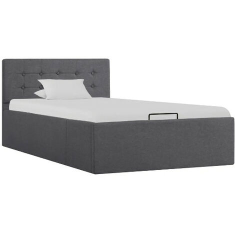Lit coffre tissu gris foncé Rundo 100x200