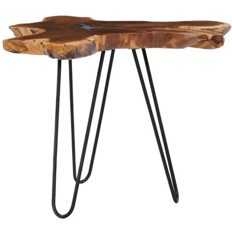 Table basse teck massif foncé et métal noir Will (1/5)