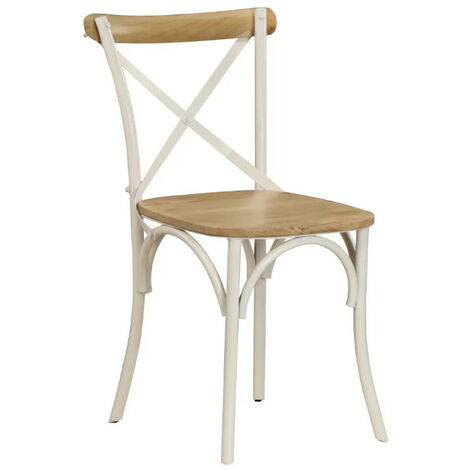 Chaise manguier massif et métal blanc Tiphen - Lot de 4 (1/5)