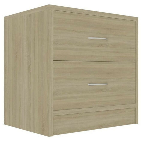Table de chevet 2 tiroirs bois chêne clair Romma - Lot de 2 (1/3)
