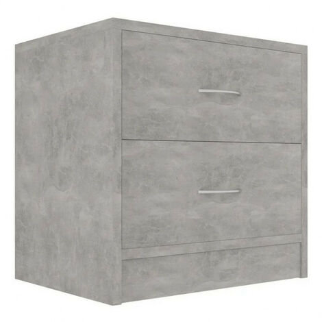 Table de chevet 2 tiroirs bois effet béton Romma - Lot de 2 (1/3)