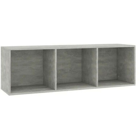 Meuble TV 3 niches bois gris effet béton Membi 114cm (1/3)