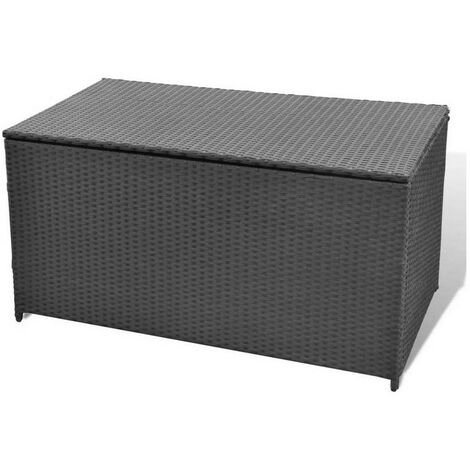 Coffre de jardin en résine tressée Zameno - Pratique et durable-Noir-Largeur 120 cm (1/4)