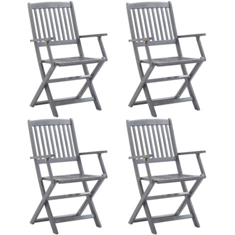 Chaise de jardin pliable acacia massif solide Ontim - Lot de 4 (1/4)