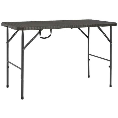Table de jardin pliable polyéthylène blanc et pieds métal Nesly 2 (1/4)