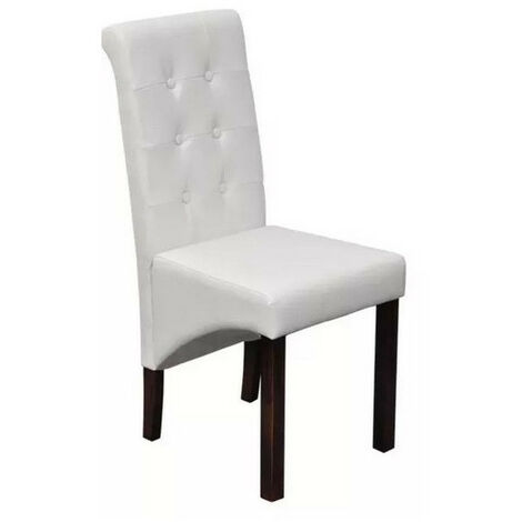 Chaise simili cuir blanc et pieds bois massif Zinar - Lot de 4 (1/3)