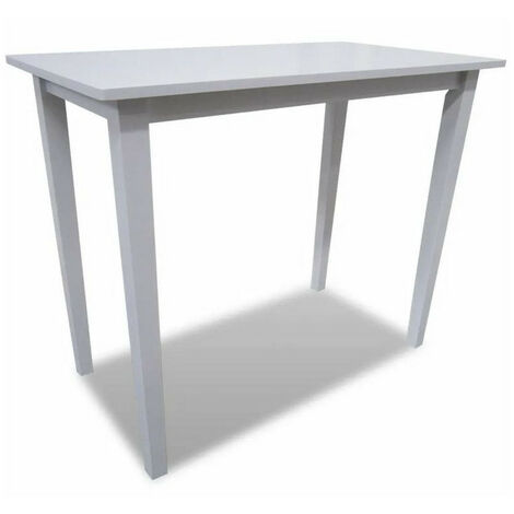 Table de bar bois et hévéa massif blanc Richei 110cm (1/3)