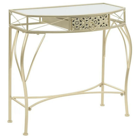 Console 1 tiroir verre et métal doré Tovmi (1/5)